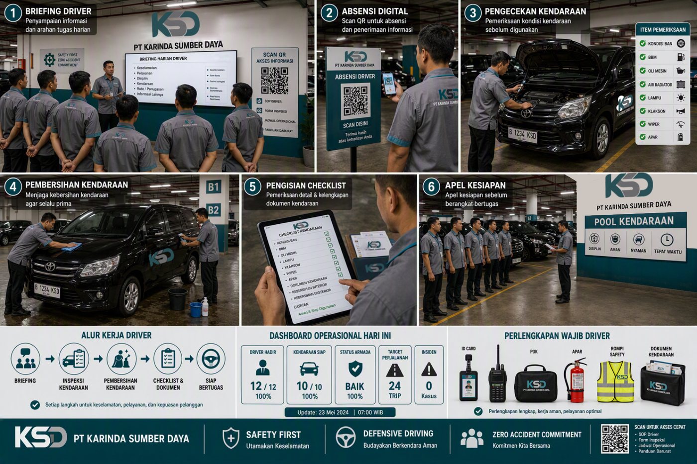 6 Langkah Alur Kerja Driver Operasional, dari Briefing hingga Bertugas
